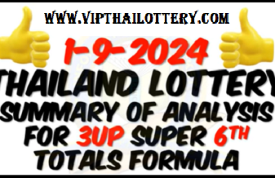 THailand Lottery 3up Super 6th Totals Formula 1-9-2024