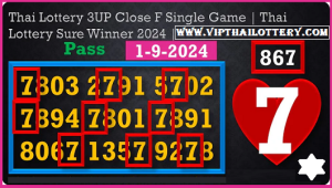 Thailand Lotto Close Final Single Game Winner 01 September 2024