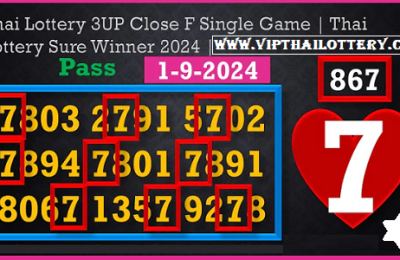 Thailand Lotto Close Final Single Game Winner 01 September 2024