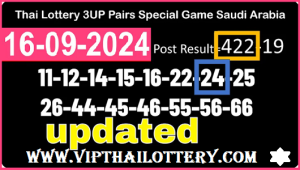 Thai Lottery 3UP Pairs Special Game Saudi Arabia 16-09-2024