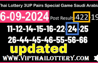 Thai Lottery 3UP Pairs Special Game Saudi Arabia 16-09-2024