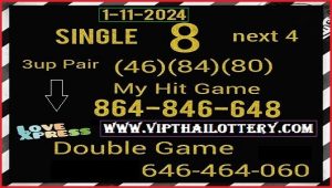 Thai Lottery Single Pair Hit Double Game 16-11-2024