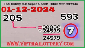 Thailand Lottery Ohio Super Star Open Totals Formula 01-12-2024