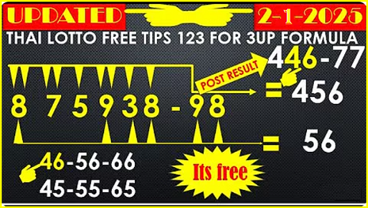 Thai Lotto Free Tips 123 99.99 Win Tips Formula 02-01-2025