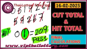 Thai Lottery Cut Hit Total Final Calculations Free Tips 16-02-2025