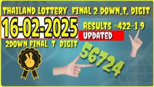 Thailand Lottery Final Two Down T Digit Results 16 February 2025