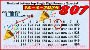 Thailand Lottery Sure Namber Single Digit Formula Special 16-03-2025