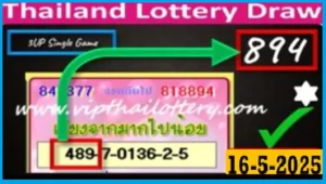 Thai Lottery Winning Draw Vip Single Game 3D Tips 16-May-25