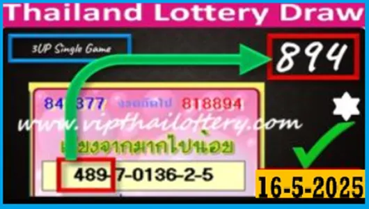 Thai Lottery Winning Draw Vip Single Game 3D Tips 16-May-25