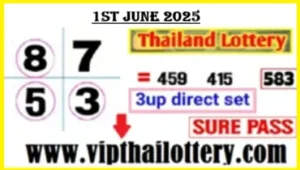 Thai Lotto Single Digit 3up Direct Set First Prize 01-June-2025