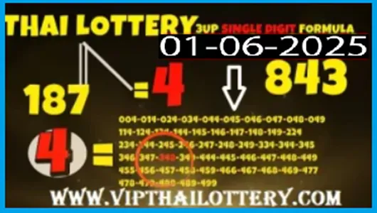 Thailand Lottery 3up Result Today Live Single Formula 01-06-2025