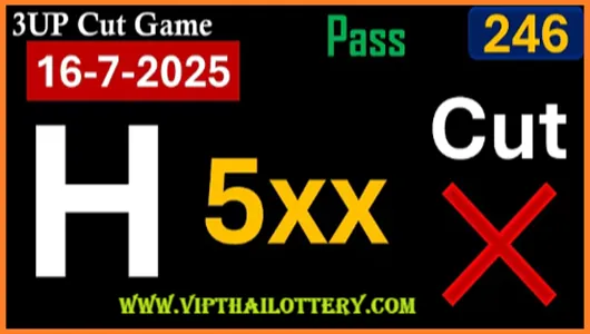 Thai Lottery 3up Cut Game 99% Open Pass Result 16-7-2025