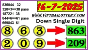 Thai Lottery Down Number 99.99% Win Pass Formula 16-07-2568