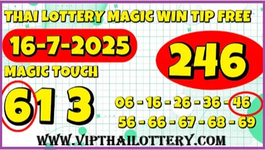 Thai Lottery Magic Win Special Final Digit Free Tips 16-07-2025