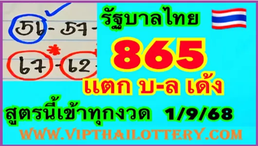 Thailand Lottery Bangkok Down Pair Master Hit Result 01-9-2568