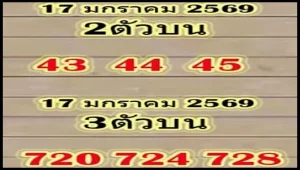 Thailand Lottery Final Game 2 Down Pairs Set 17th January 2026