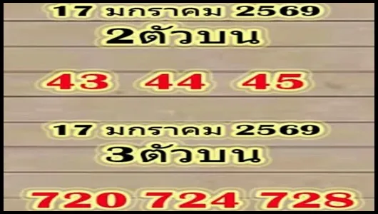 Thailand Lottery Final Game 2 Down Pairs Set 17th January 2026