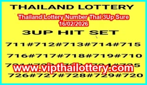 Thailand Lottery Number Thai 3Up Sure 16/02/2026