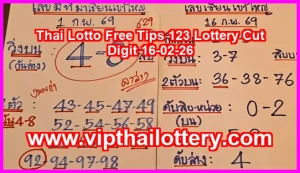Thai Lotto Free Tips 123 Lottery Cut Digit 16-02-26