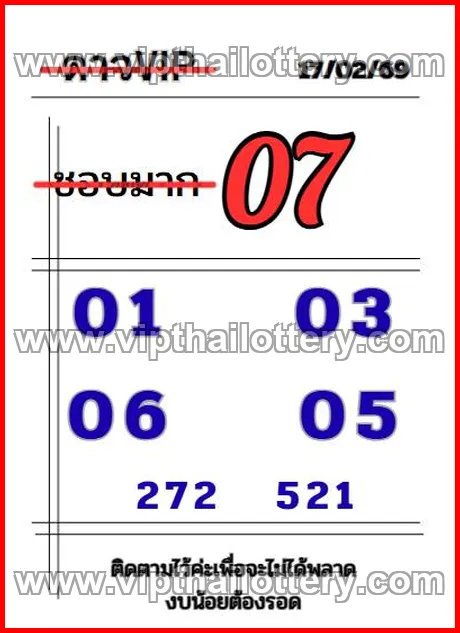 Thai Lottery 100 Sure Namber Lotto Vip Total 01/03/2026
