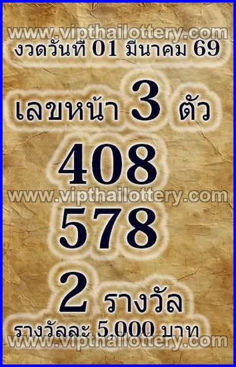 Thai Lottery 3Up Sure Number 99.99 Win Tips 01-03-26
