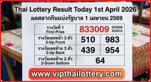 Thai Lottery Result Today 1st April 2026