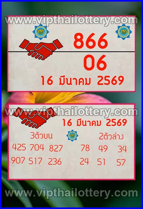 Thai Lottery 3D Vip Tip Today Lotto Total 16/03/2026
