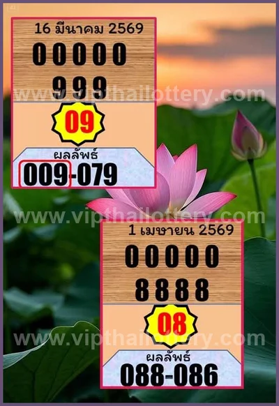 Thai Government Lottery Tips Paper Set Sure VIP 1 April 2026