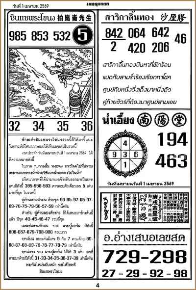 Thai Lottery VIP Direct Tips Glo Sure Touch Set 1 April 2026