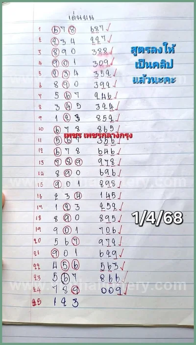 Thai Lotto Numbers Direct Winning Formula VIP Glo 01-4-2026