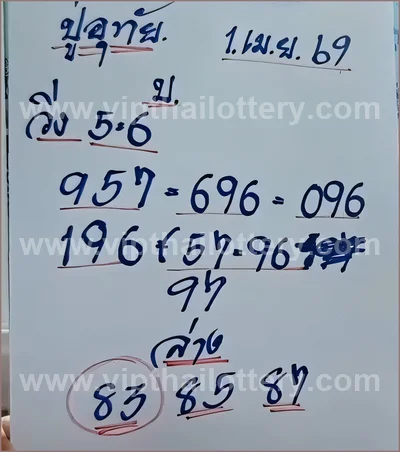 Thai Lottery Paper Master Lucky Set Direct Winning 1-4-2026