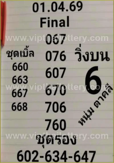 Thai Official Lottery VIP Formula Direct Paper Set 01.04.26