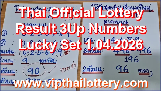 Thai Official Lottery Result 3Up Numbers Lucky Set 1.04.2026