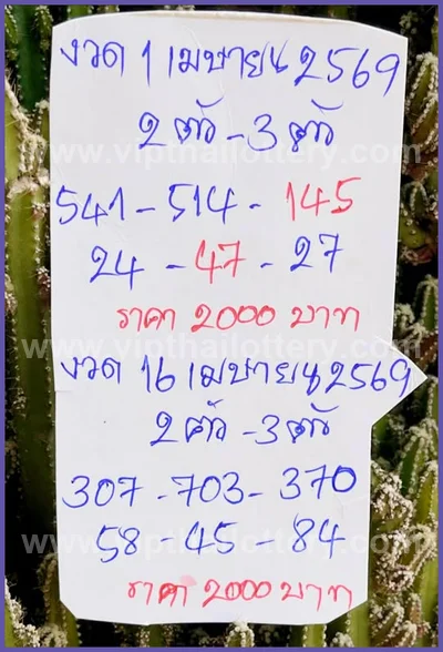 Thai Official Lottery Numbers Paper Result VIP 16/04/2026