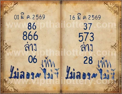 Thai Lottery Paper Master Formula Direct Numbers 16-4-2026