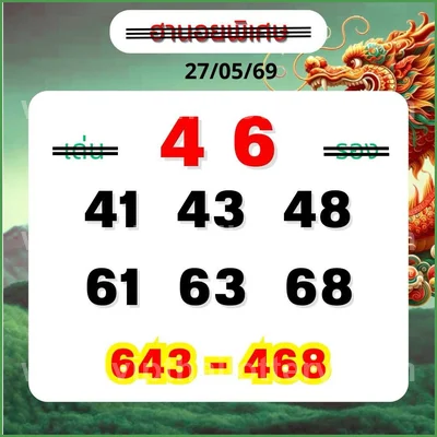 Thailand Lottery Paper Set Game HTF Touch 3Up Tips 01.6.2026