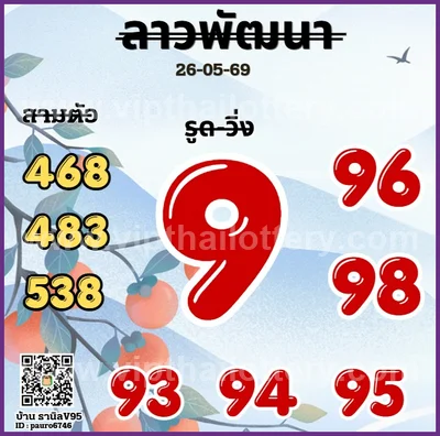 Thailand Lottery Down VIP HTF Touch Tips Set 3Up 01.06.26