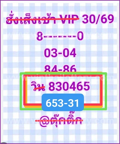 Thailand Lottery Numbers Tips 3Up Cut Digit Game 01-06-2026
