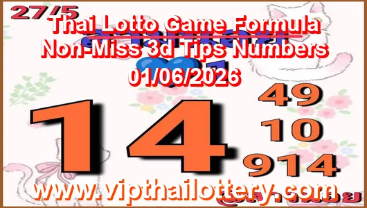 Thai Lotto Game Formula Non-Miss 3d Tips Numbers 01/06/2026