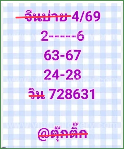 Thai Lotto Final Game Paper Cut Digit Direct 3Up 16-06-2026