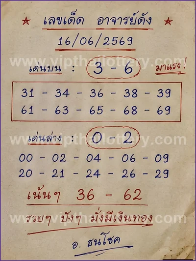 Thailand Lottery Numbers VIP Set Tips Non-Miss HTF 16.6.2026