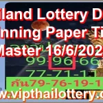 Thailand Lottery Down Winning Paper Tips Master 16/6/2026