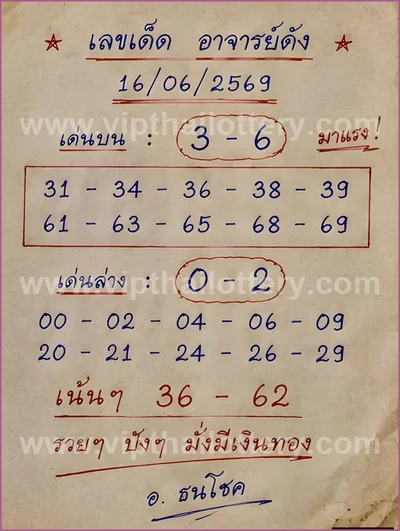 Thailand Lottery Down Game Paper Non-Miss VIP 1st July 2026