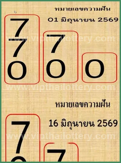 Thailand Lottery Down Game Paper Non-Miss VIP 1st July 2026
