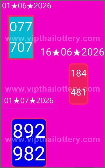 Thailand Lottery Down Game Paper Non-Miss VIP 1st July 2026