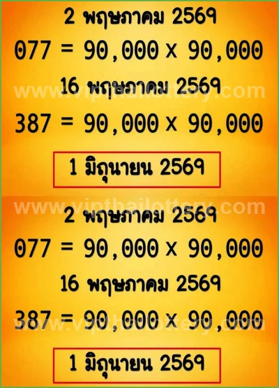 Thai Lottery VIP Game Set Master Tips Numbers 3Up 01.07.26