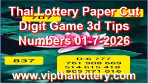 Thai Lottery Paper Cut Digit Game 3d Tips Numbers 01-7-2026