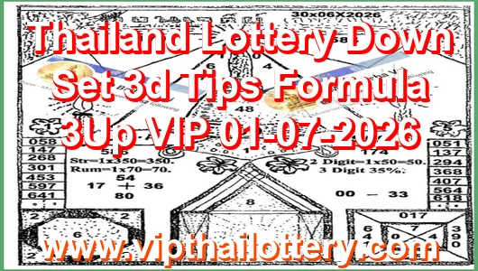 Thailand Lottery Down Set 3d Tips Formula 3Up VIP 01-07-2026