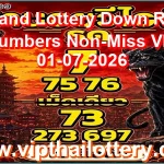 Thailand Lottery Down Result Numbers Non-Miss VIP 01-07-2026
