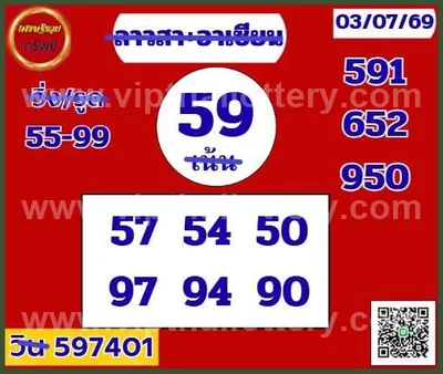 Thai Lotto Cut Digit Numbers HTF Set Master Lucky 16.07.26